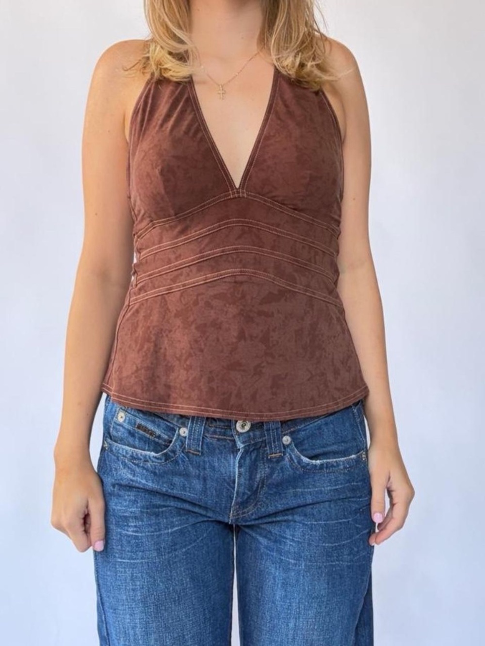 Halter Top Brown Y2K Tankini Magicsuit